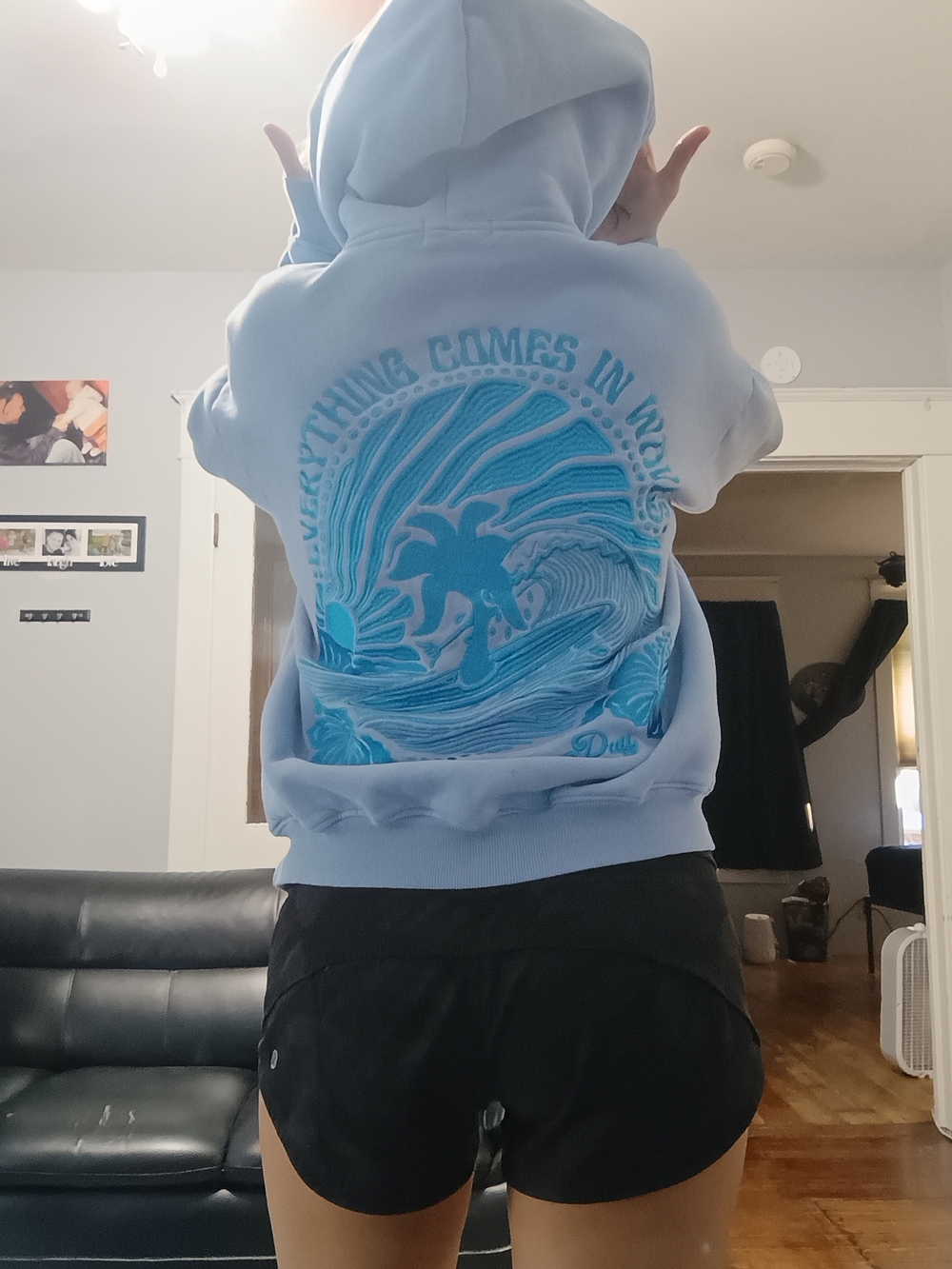 Pink Palm Puff Hoodie